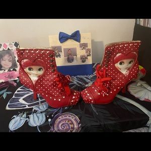 Irregular choice size 37/US6 red heeled Blythe ankle boots